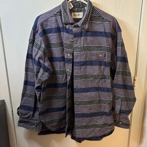 Eddie Bauer Heavy Duty Thick Striped Shirt in Purple, Blue, Black and White